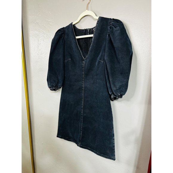 Zara Dark Denim Dress with Ballon Sleeves Size M - Picture 7 of 7